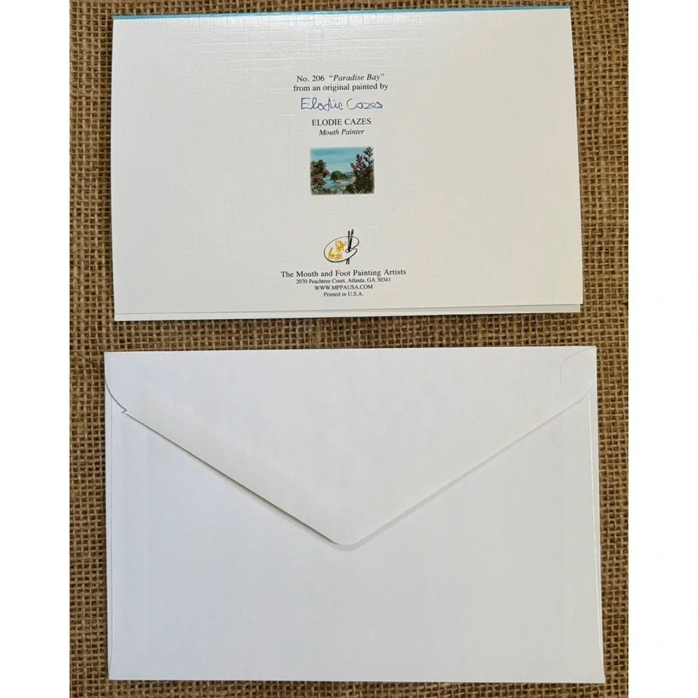 Elodie Cazes Paradise Bay Blank Note Card Landscape Framable Junk Journaling